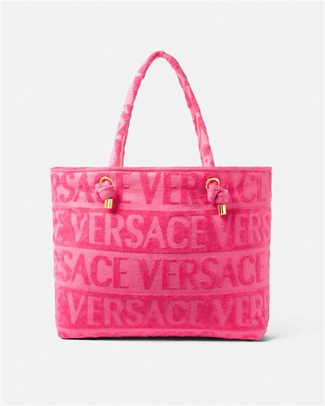 pink versace tote|Versace icon towelling tote.